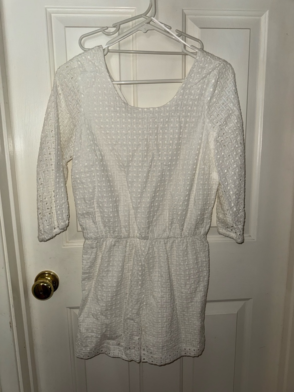 Anthropologie Lilka White Eyelet Open Tie Back Romper S